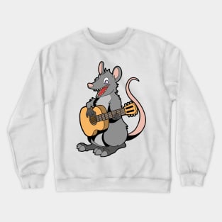 Comic opossum playing guitar Crewneck Sweatshirt